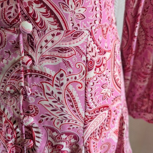 NWT Zara Women’s Pink Paisley Button-Up Dress, Size XS, Summer, Spring Feminine - Picture 5 of 11